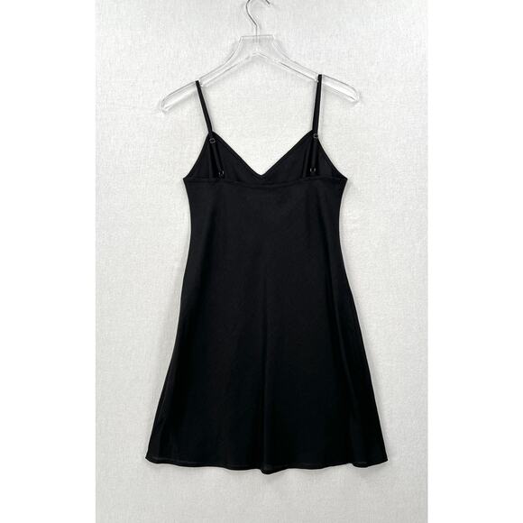 ENZA COSTA Linen Bias Slip Dress Womens Small Black Mini Spaghetti Strap Travel - Picture 4 of 15